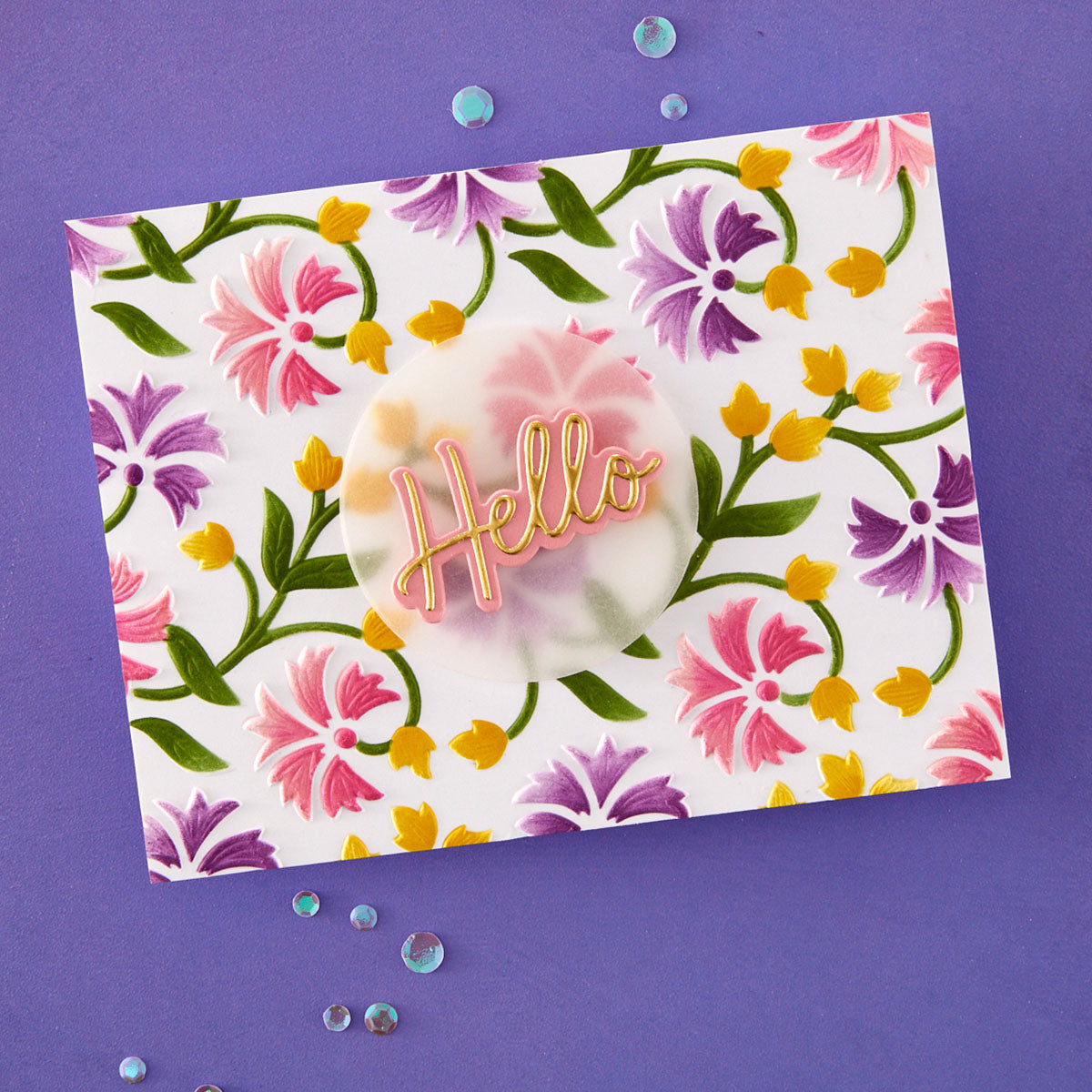 Spellbinders Flowing Florals 3D Embossing Folder and Stencil Bundle by Simon Hurley BD-1105