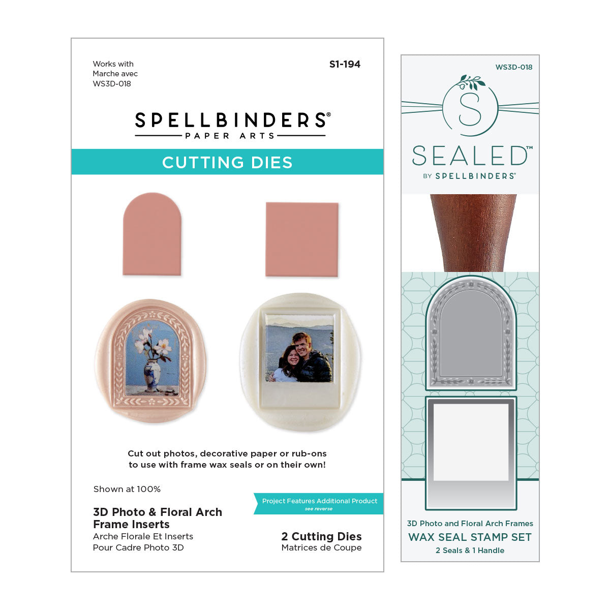 Spellbinders 3D Photo & Floral Arch Frames Wax Seal Stamps and Die Bundle - BD-1112