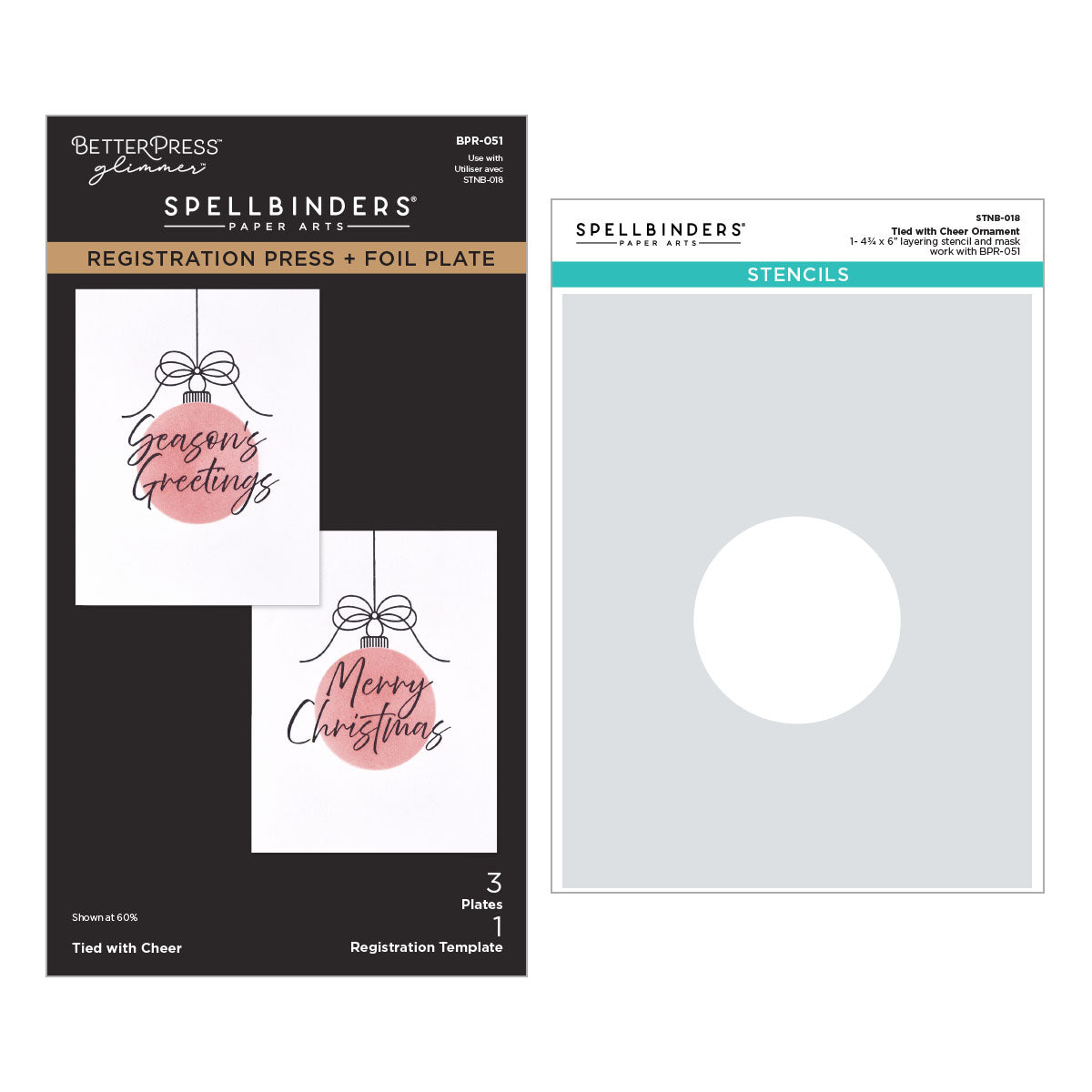 Spellbinders Tied with Cheer Press + Foil Plate & Stencil Bundle
