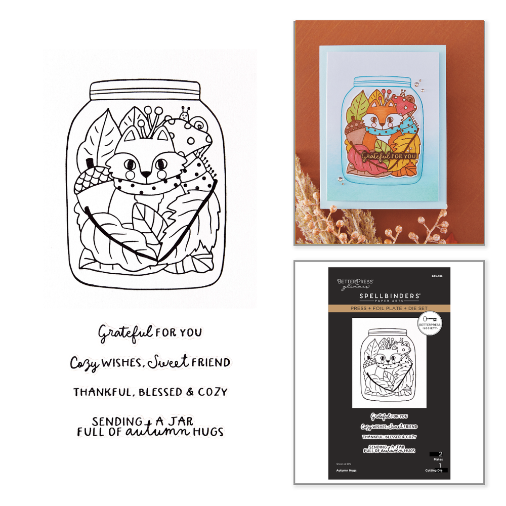 Spellbinders - Autumn Hugs Press Plate + Die Set & FREE Copper Glimmer Foil - BetterPress Society September 2026