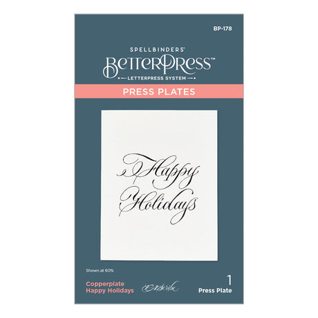 Spellbinders Copperplate Happy Holidays Press Plate from the Copperplate Holiday Sentiments Collection by Paul Antonio