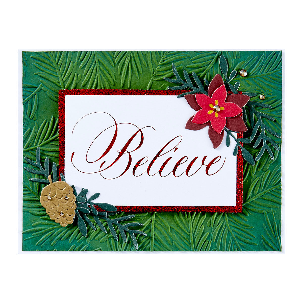 Spellbinders Copperplate Believe Press Plate from the Copperplate Holiday Sentiments Collection by Paul Antonio