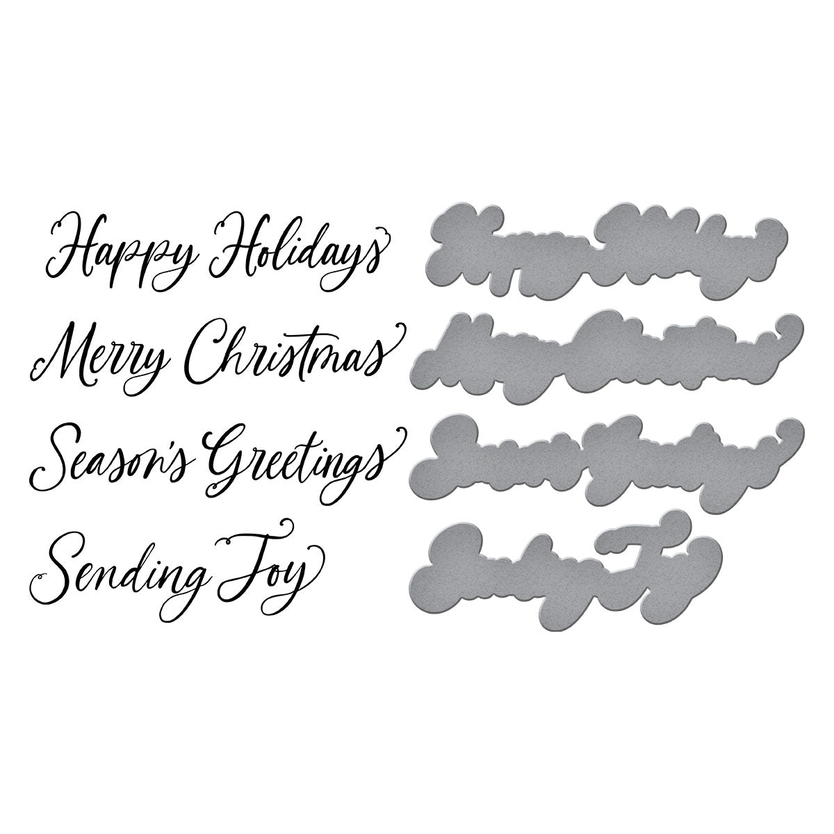 Spellbinders Sending Joy Sentiments Press Plate & Die Set from the Home for the Holidays Collection