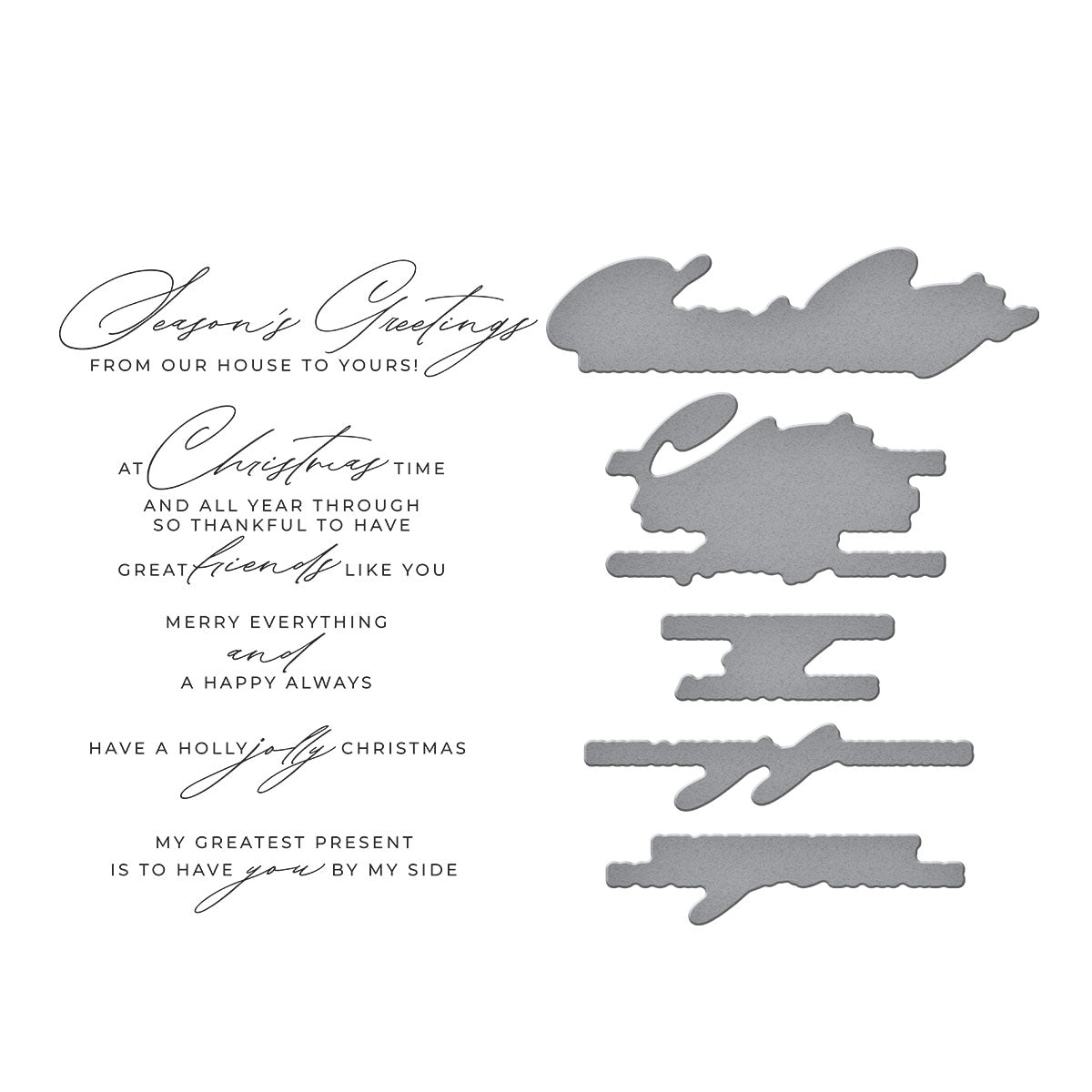 Spellbinders Christmas Cheer Sentiments BetterPress Plate & Die Set from the City Holiday Collection by Yana Smakula