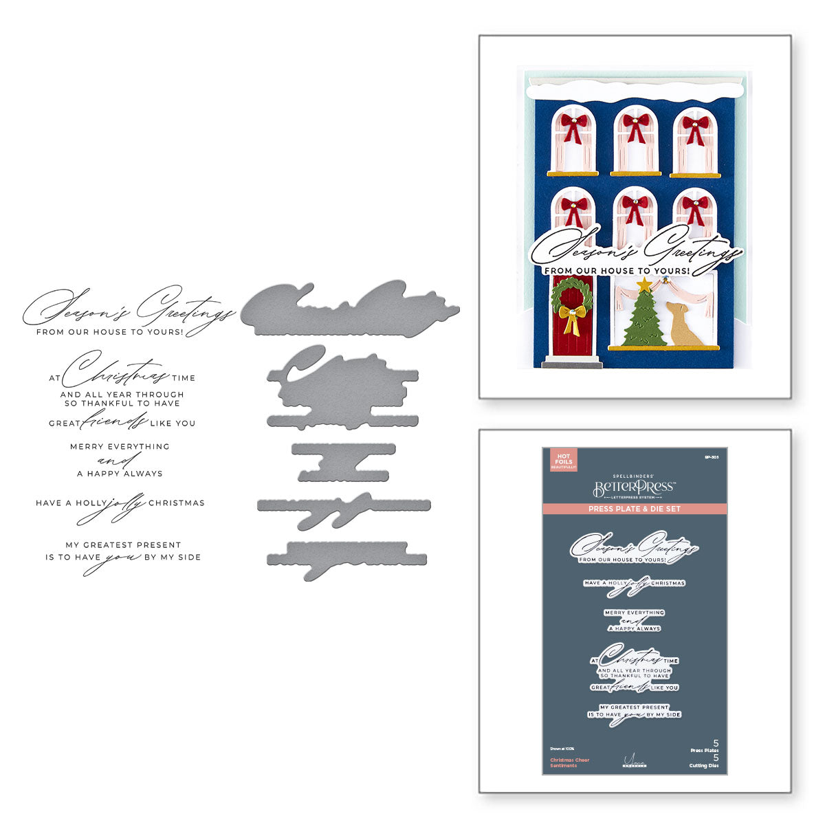 Spellbinders Christmas Cheer Sentiments BetterPress Plate & Die Set from the City Holiday Collection by Yana Smakula