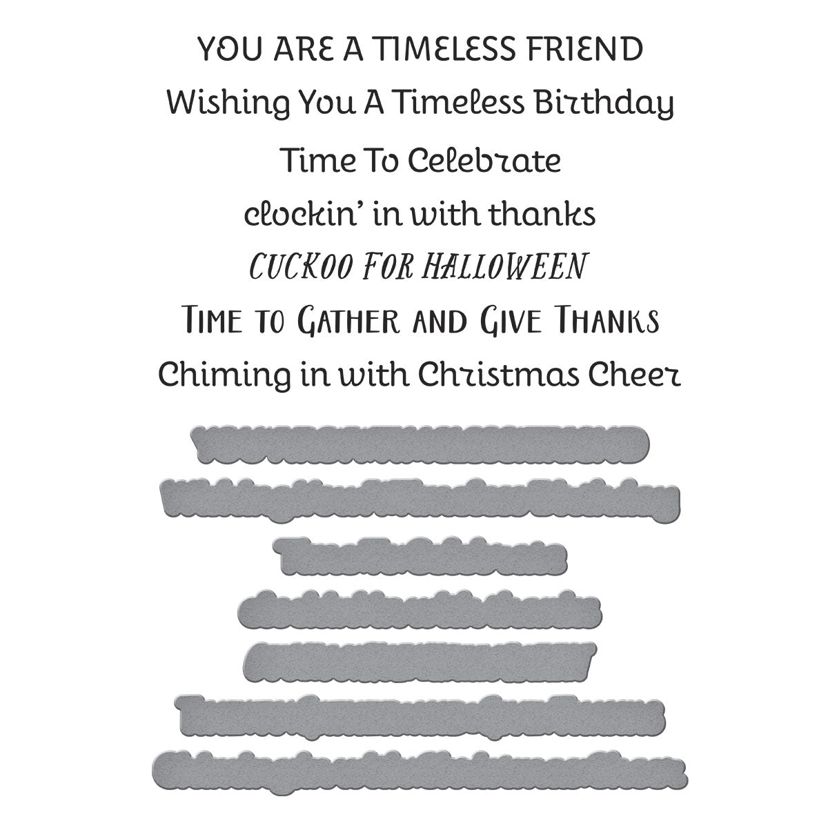 Spellbinders Cuckoo Cottage Sentiments BetterPress Plate & Die Set from the Cuckoo Cottage Collection