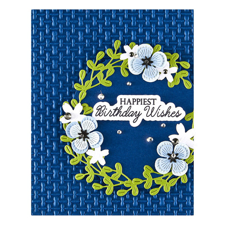 Spellbinders Birthday Wishes Sentiments BetterPress Plate & Die Set from the Texture & Foliage Collection by Suzanne Hue