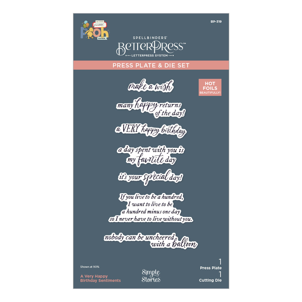 Spellbinders Say Cheese Classic Pooh Birthday BetterPress Bundle from the Say Cheese Classic Pooh Birthday Collection by Simple Stories