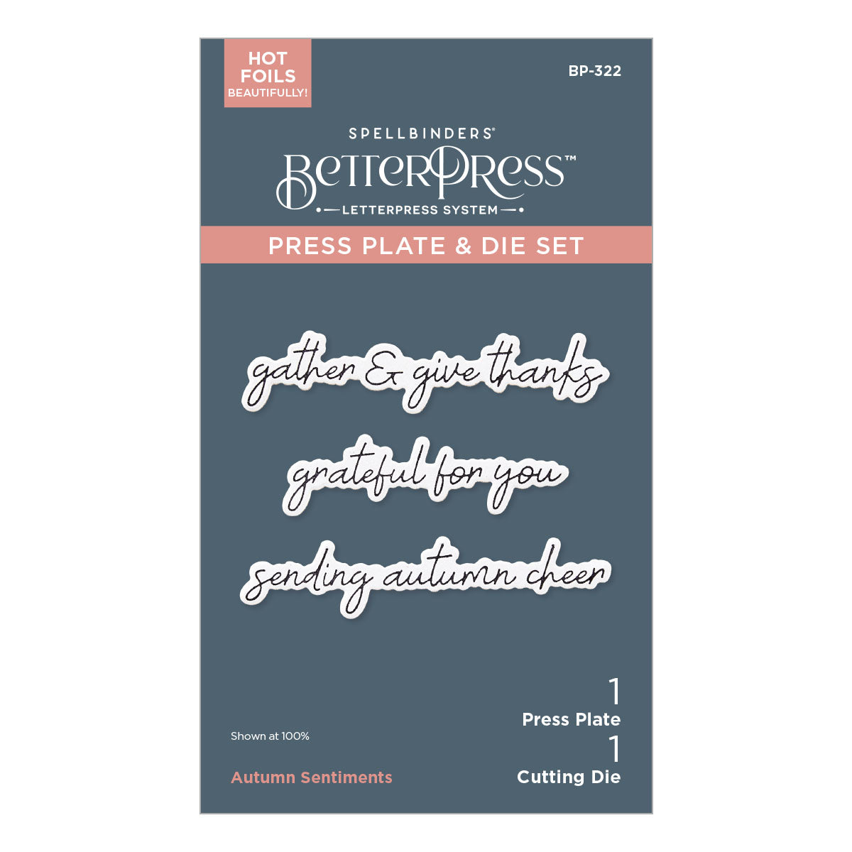 Spellbinders Autumn Sentiments BetterPress Plate & Die Set from the Autumn Archives Collection by Kelly Bangs