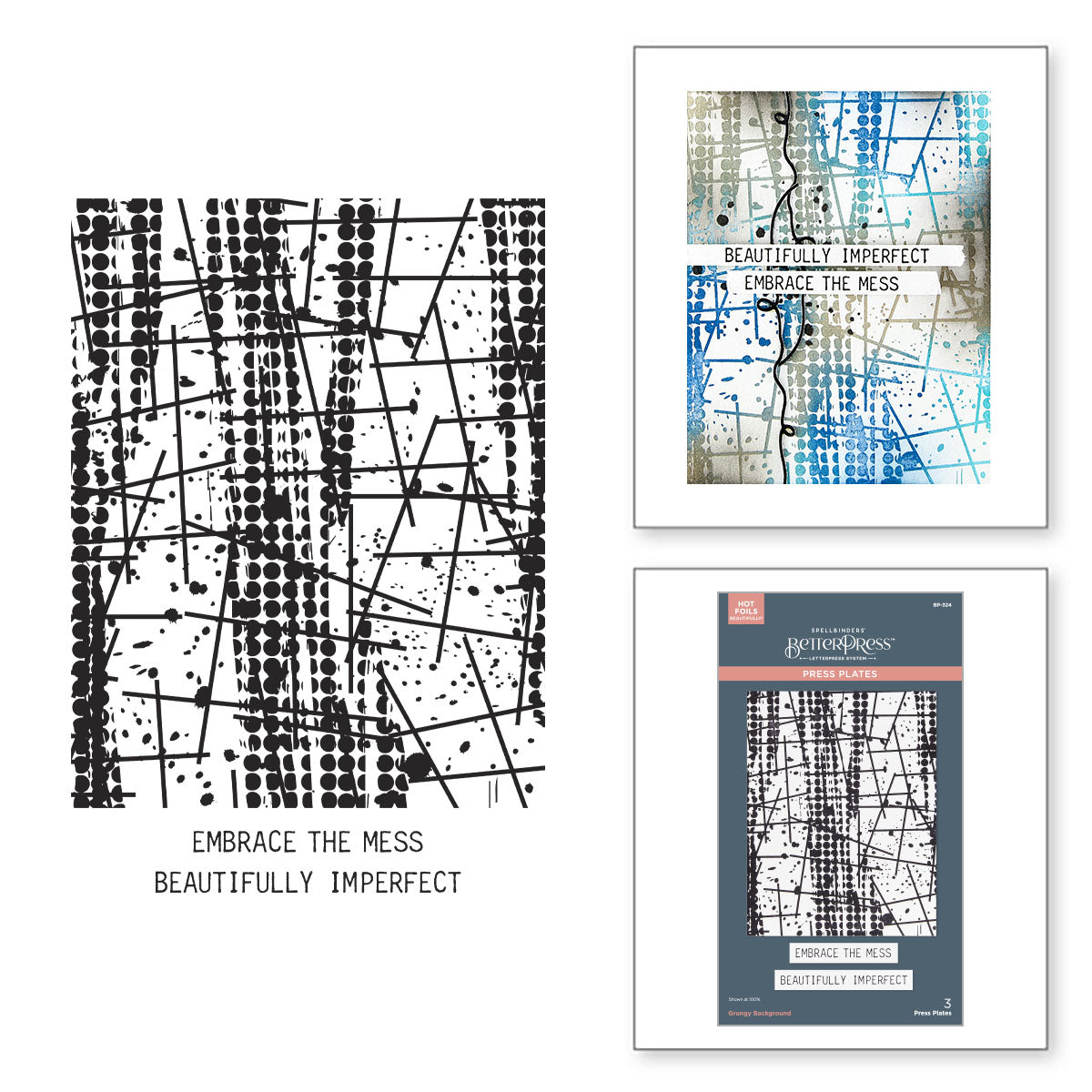 Spellbinders Grungy Background Press Plates from the Beautifully Imperfect Collection