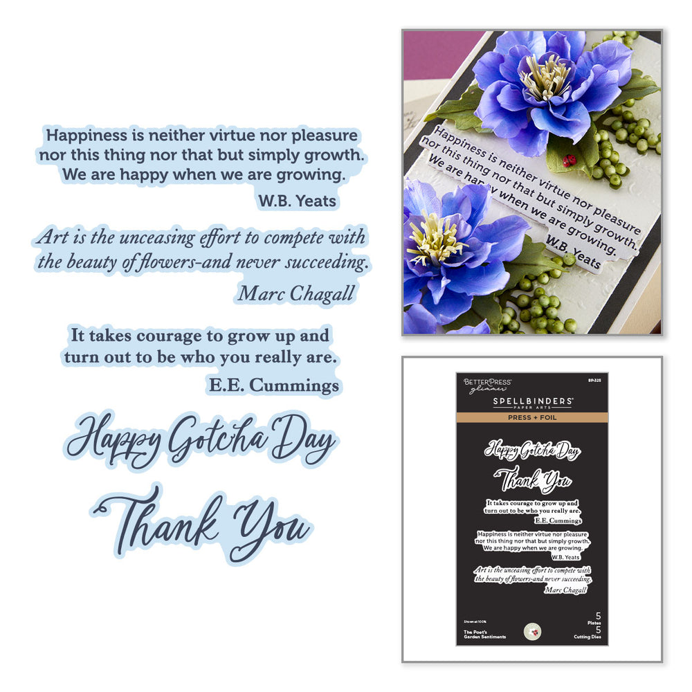Spellbinders The Poet's Garden Sentiments Press + Foil Plate & Die Set by Susan Tierney-Cockburn