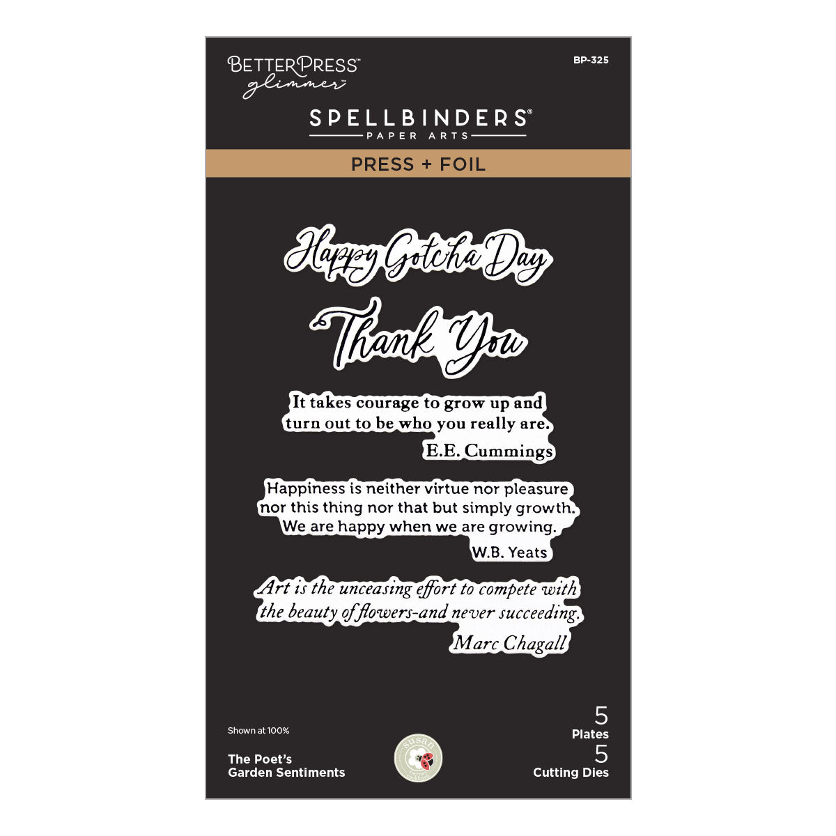 Spellbinders The Poet’s Garden Sentiments Press + Foil Plate & Die Set