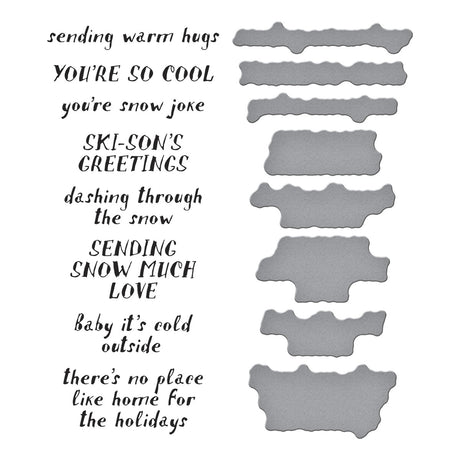 Spellbinders Ski-son's Greetings Sentiments BetterPress Plate & Die Set from the Ski-son's Greetings Collection by Simon Hurley