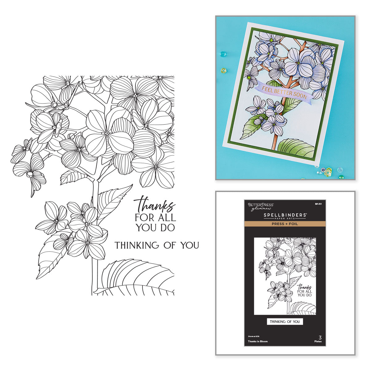 Spellbinders Thanks in Bloom Press + Foil Plates