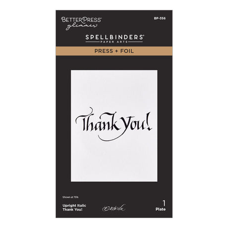 Spellbinders Upright Italic Thank You! Press + Foil Plate by Paul Antonio