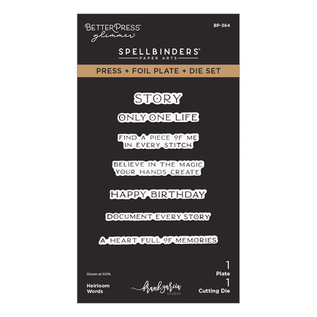 Spellbinders Heirloom Words Press + Foil Plate & Die Set by Frank Garcia