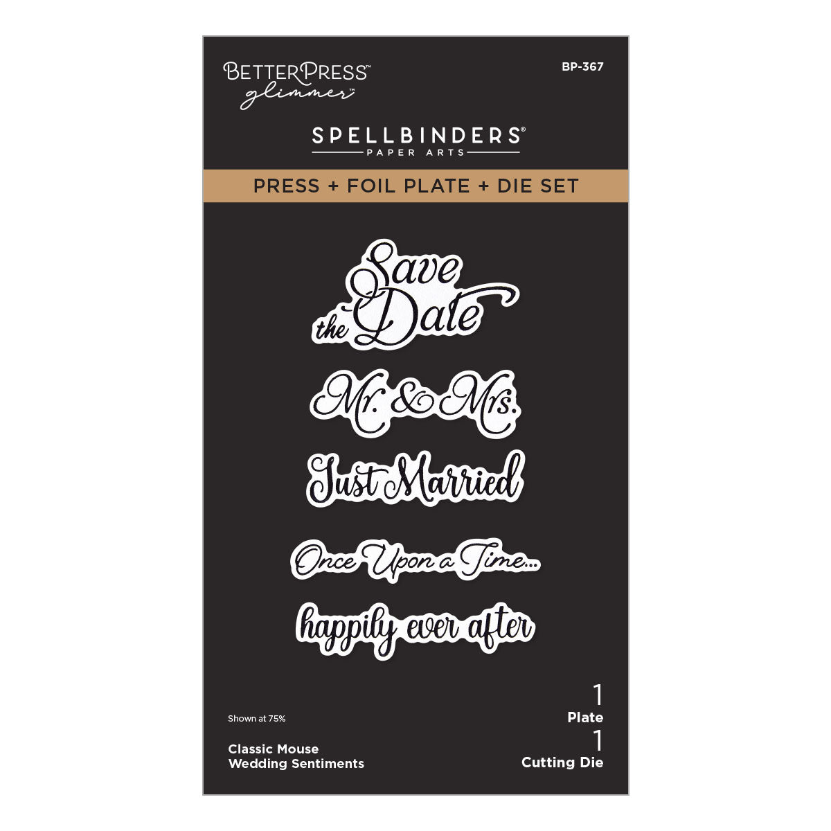 Spellbinders Classic Mouse Wedding Sentiments Press + Foil Plate & Die Set