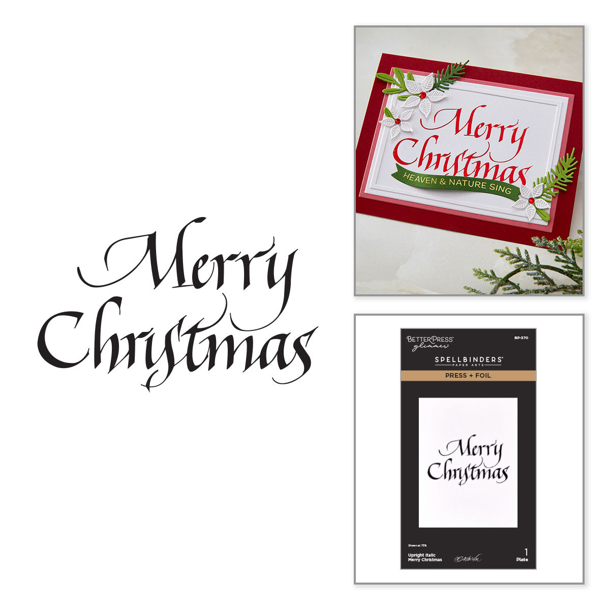 Spellbinders Upright Italic Holiday Sentiments Press + Foil Bundle by Paul Antonio