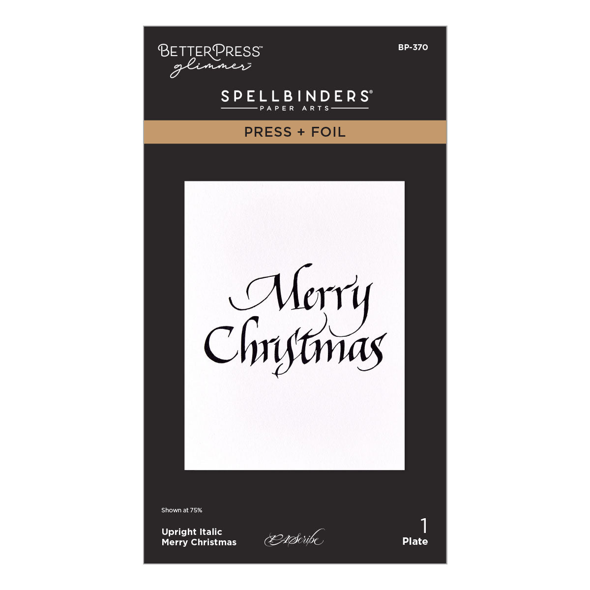 Spellbinders Upright Italic Merry Christmas Press + Foil Plate by Paul Antonio BP-370