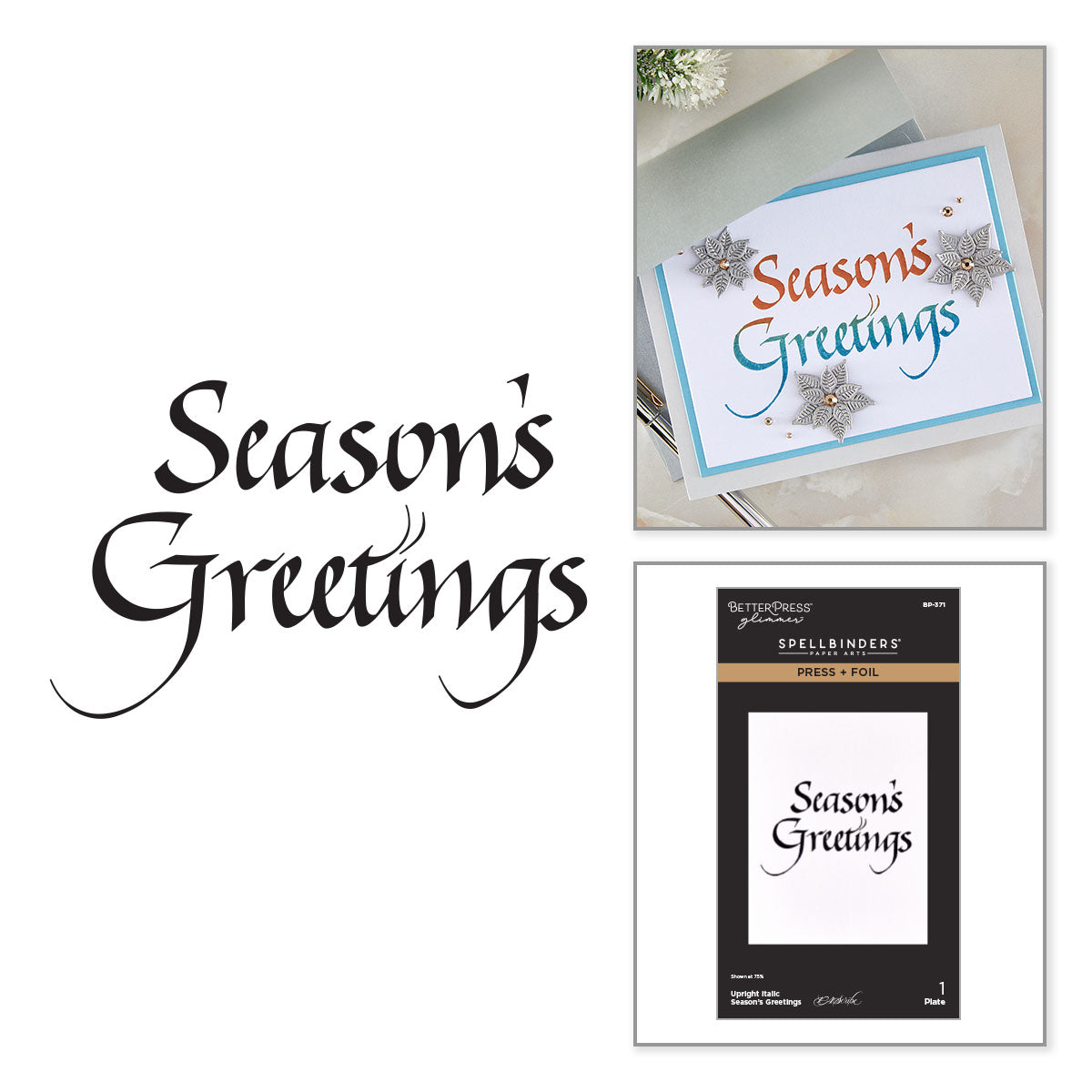 Spellbinders Upright Italic Holiday Sentiments Press + Foil Bundle by Paul Antonio