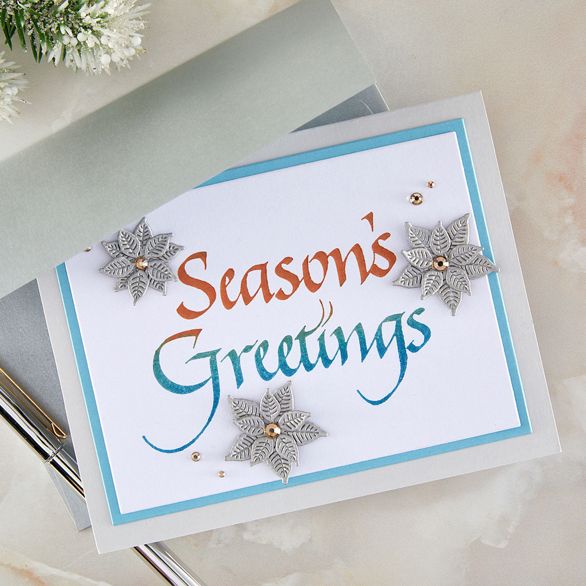Spellbinders Upright Italic Holiday Sentiments Press + Foil Bundle by Paul Antonio