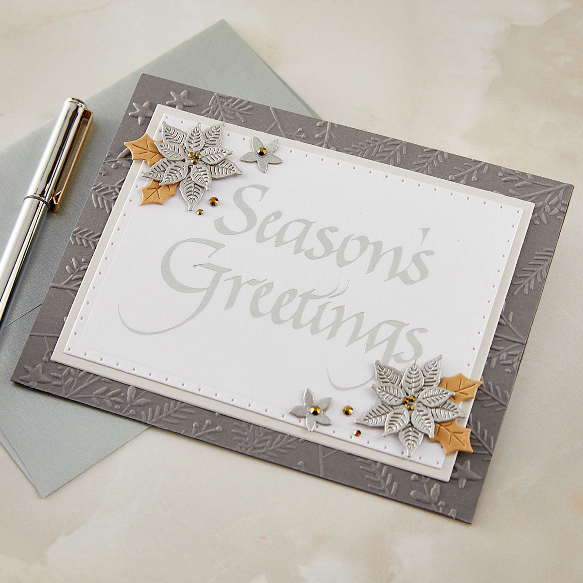 Spellbinders Upright Italic Season's Greetings Press + Foil Plate by Paul Antonio BP-371