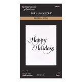 Spellbinders Upright Italic Holiday Sentiments Press + Foil Bundle by Paul Antonio