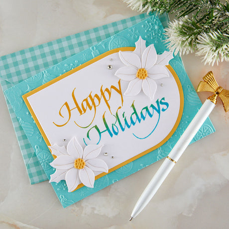 Spellbinders Upright Italic Holiday Sentiments Press + Foil Bundle by Paul Antonio