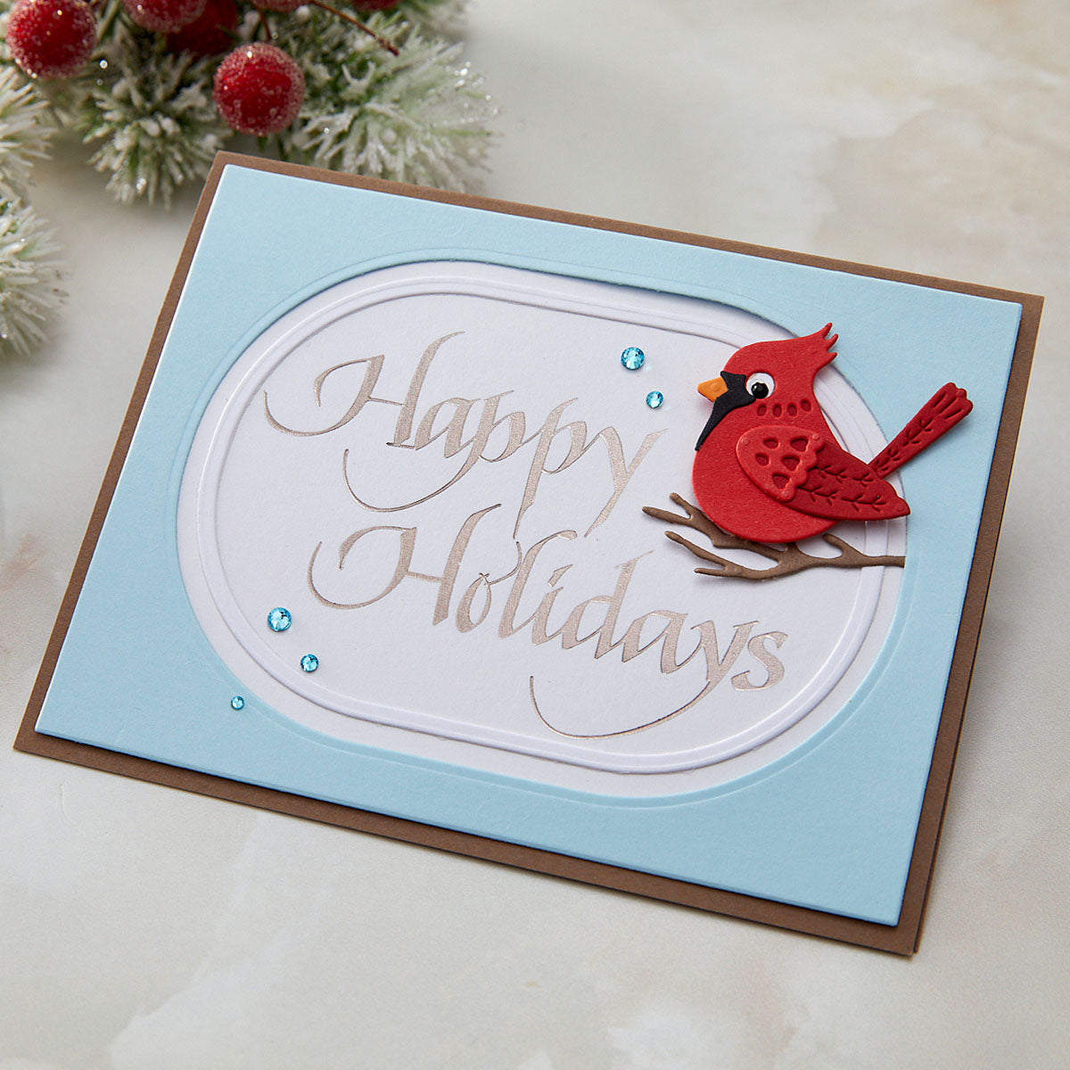 Spellbinders Upright Italic Holiday Sentiments Press + Foil Bundle by Paul Antonio