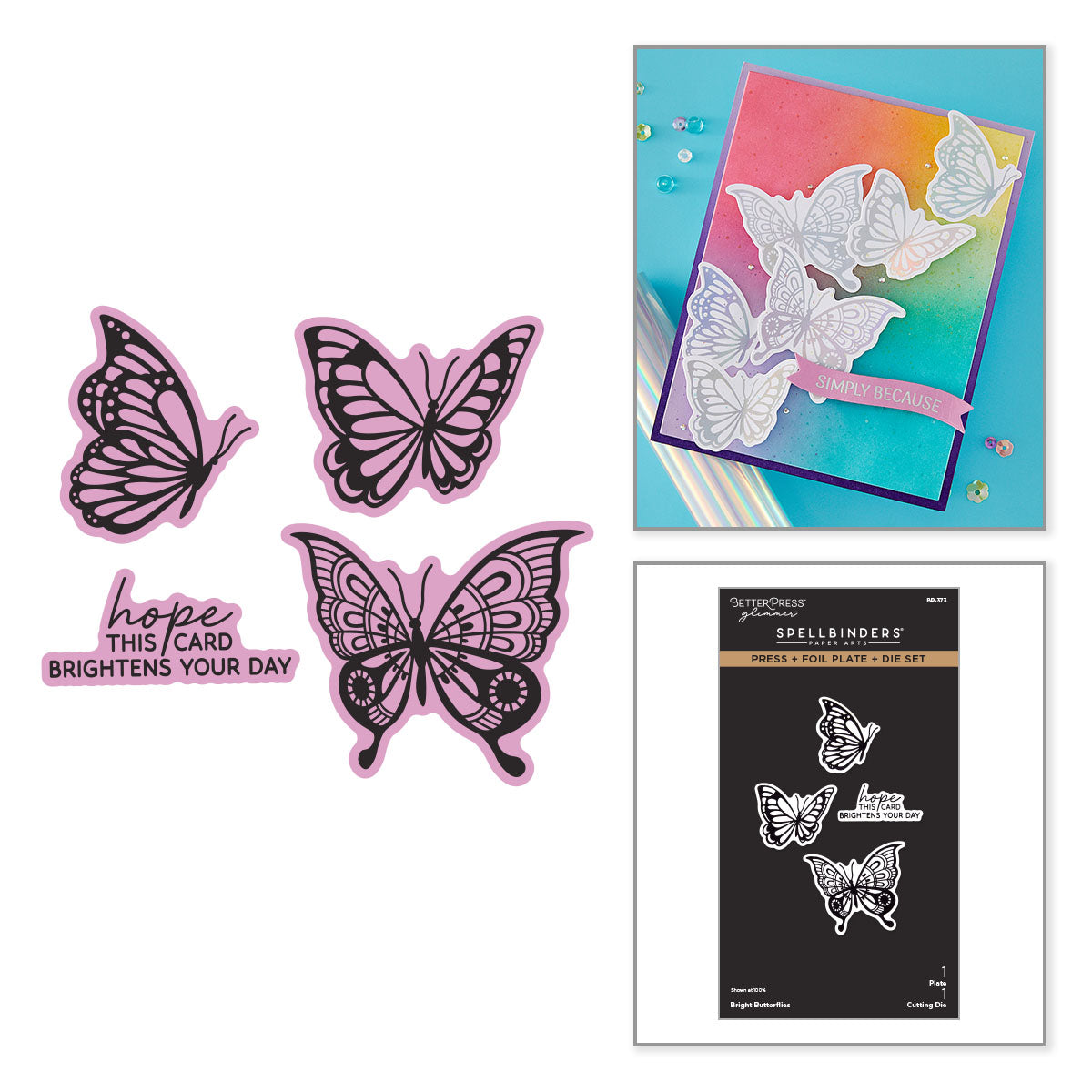 Spellbinders Bright Butterflies Press + Foil Plate & Die Set