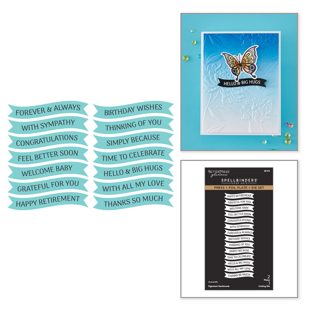 Spellbinders Signature Sentiments Press + Foil Plate & Die Set - 9/23 Consumer Launch