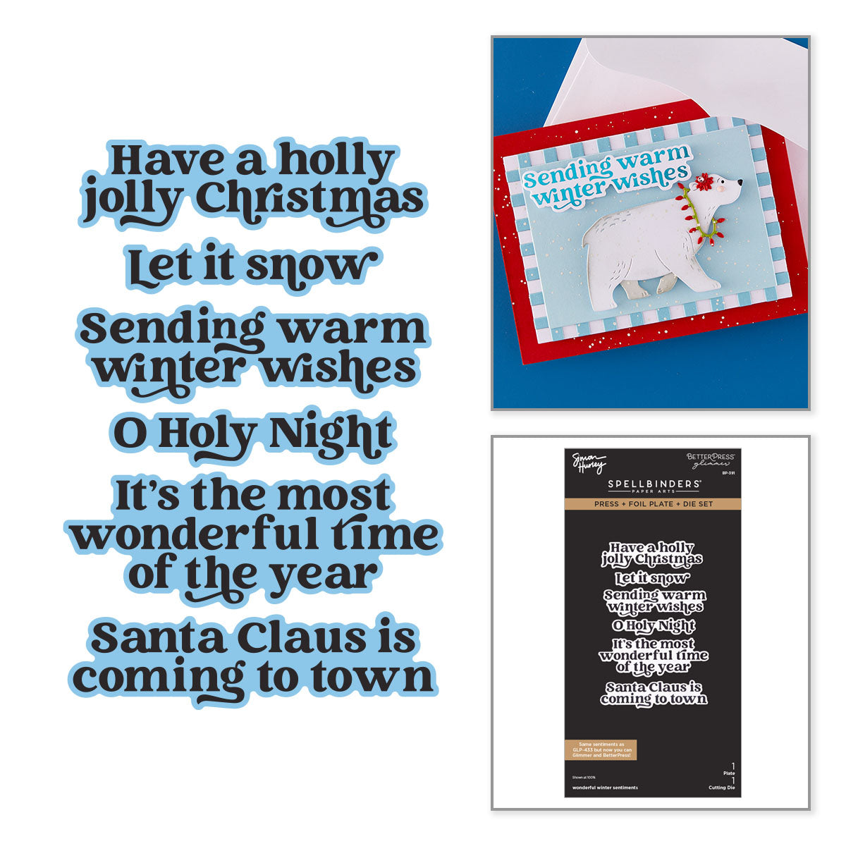 Spellbinders Wonderful Winter Sentiments Press + Foil Plate & Die Set by Simon Hurley - 9/23 Consumer Launch