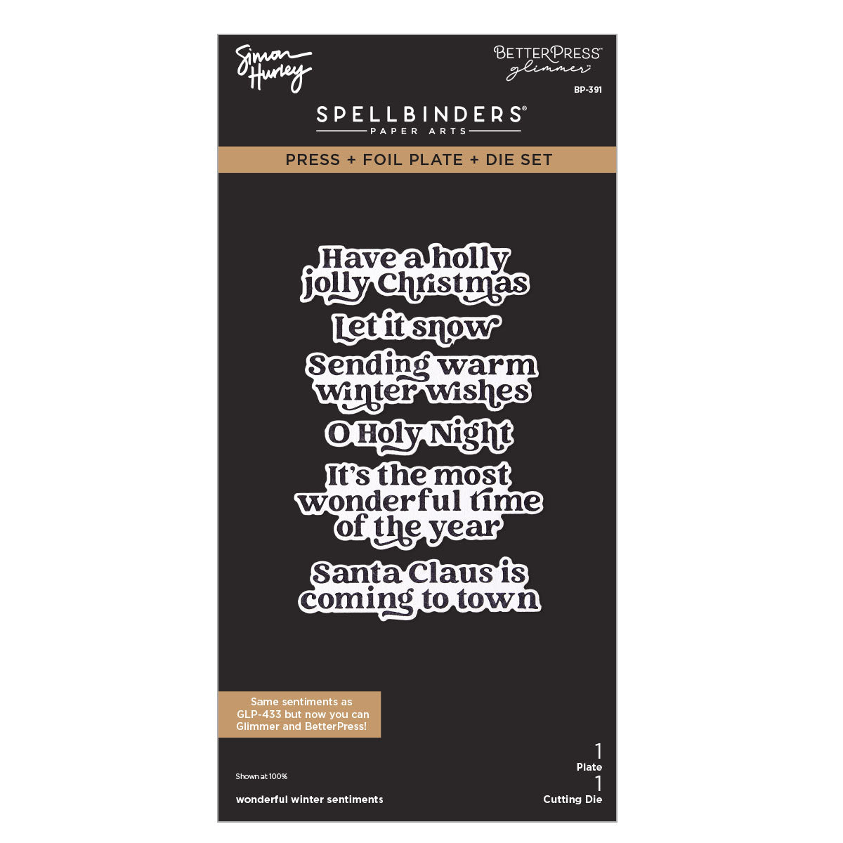 Spellbinders Wonderful Winter Sentiments Press + Foil Plate & Die Set by Simon Hurley - 9/23 Consumer Launch