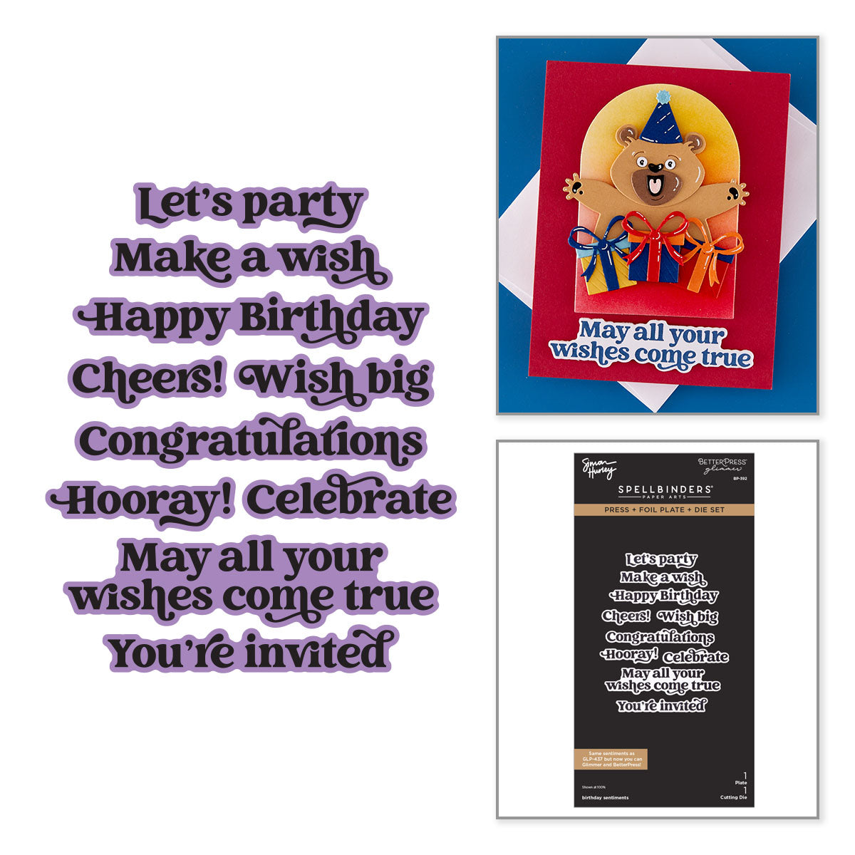 Spellbinders Birthday Sentiments Press + Foil Plate & Die Set by Simon Hurley - 9/23 Consumer Launch