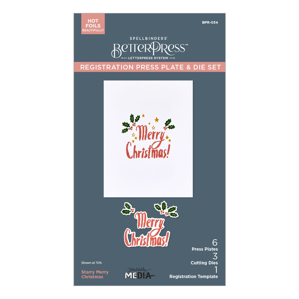 Spellbinders Starry Merry Christmas Registration Press Plate & Die Set from the Starry Holiday Collection by Dina Wakley