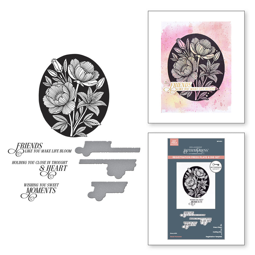 Spellbinders Sweet Moments Press Plate & Die Set & Stencil Bundle- BetterPress Society August 2025
