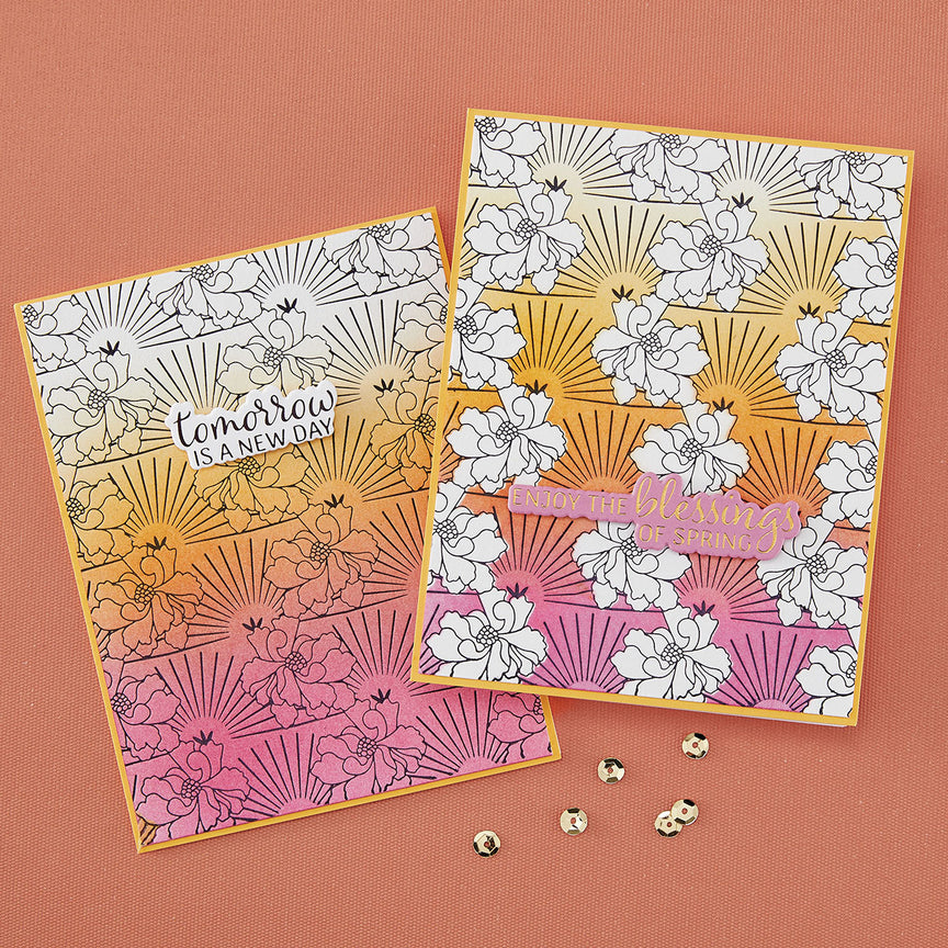 Spellbinders - Radiant Blooms Press Plate & Die Set & Stencil - BetterPress Society February 2026