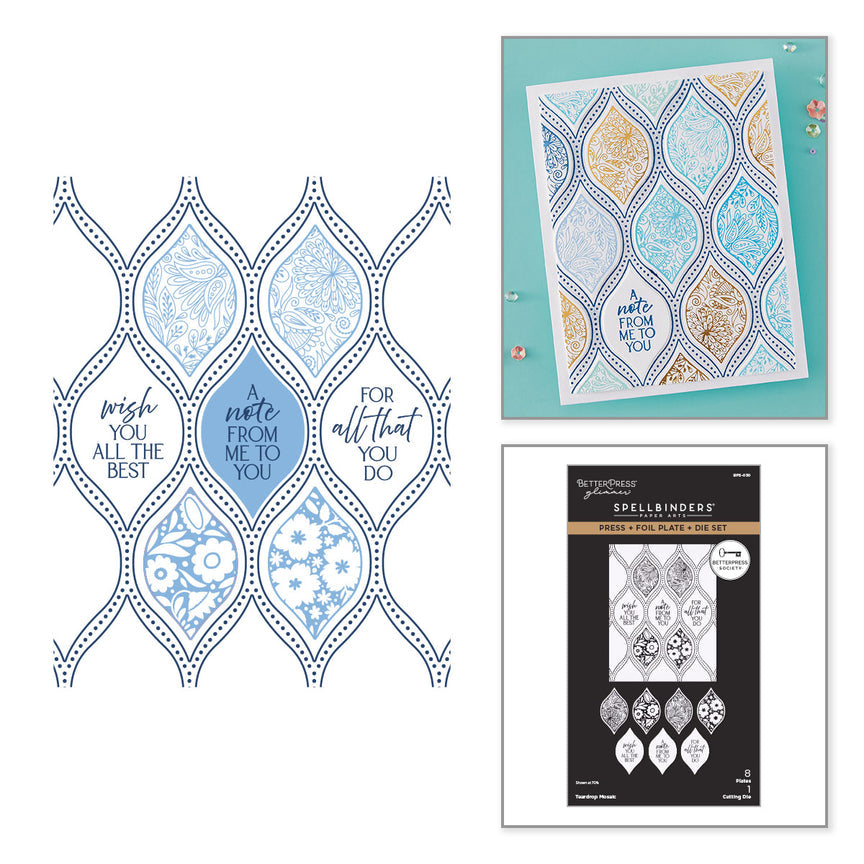 Spellbinders - Teardrop Mosaic Press Plate & Die Set - BetterPress Society March 2026