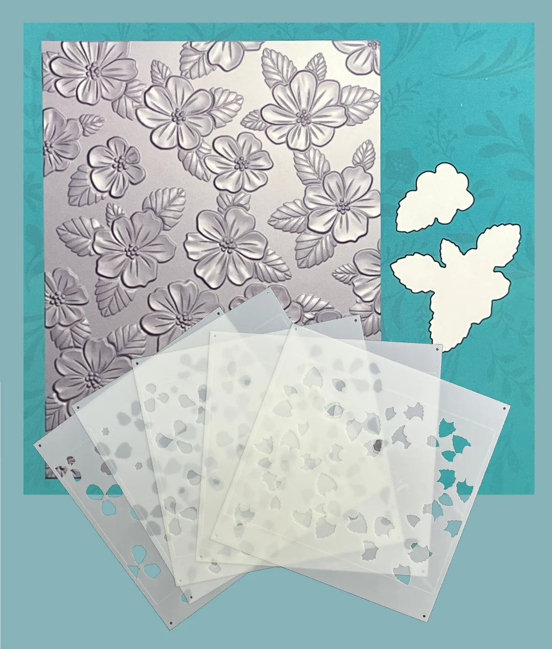 Gina K Designs BUNDLE- Dainty Flower Field 3D Embossing Folder, Die and Stencil