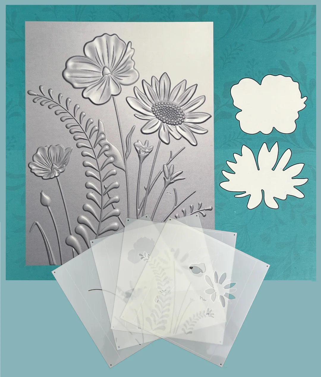 Gina K Designs BUNDLE- Wildflower Stems 3D Embossing Folder, Die and Stencil