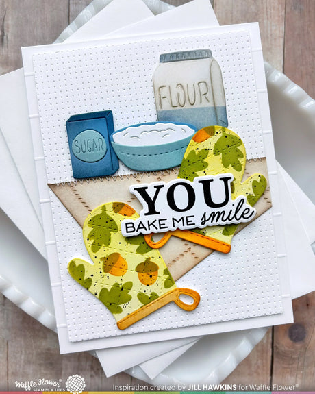 Waffle Flower Craft Baked with Love Sentiments Combo