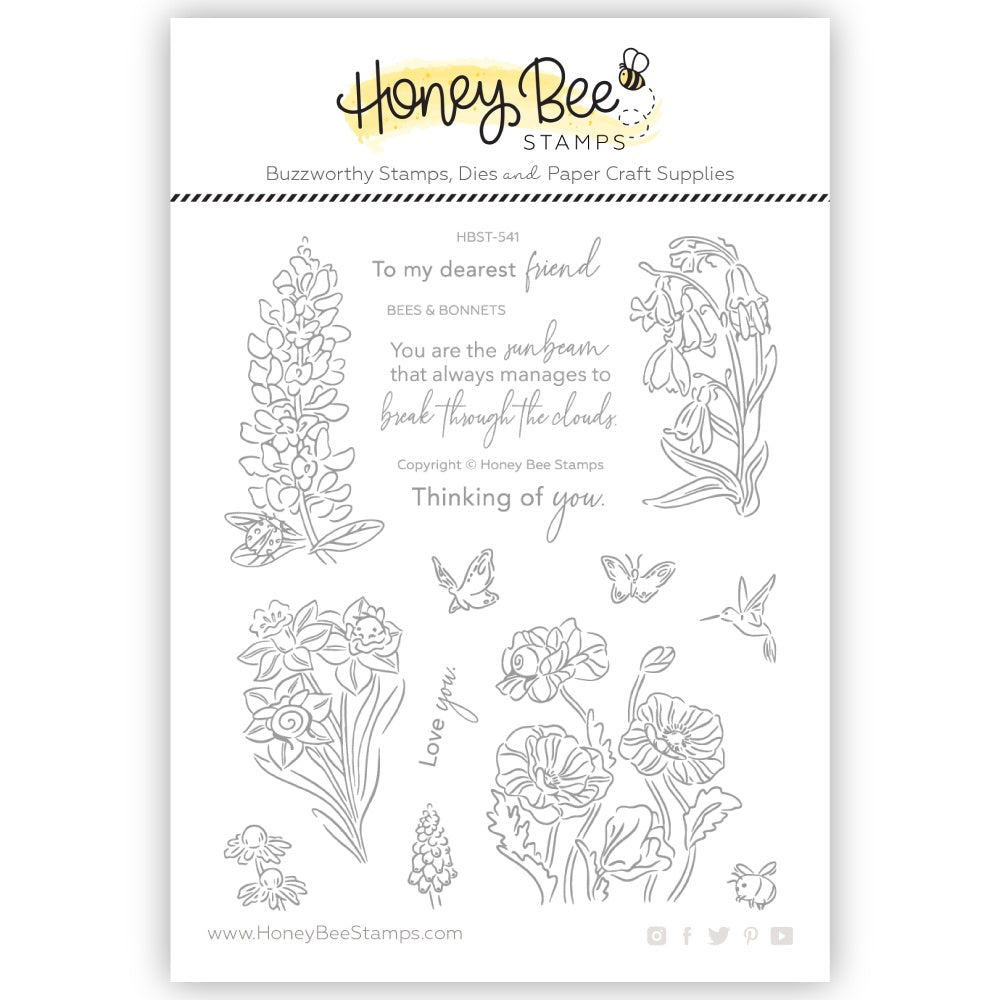 Honey Bee Stamps Bees & Bonnets 5x6 Stamp Set