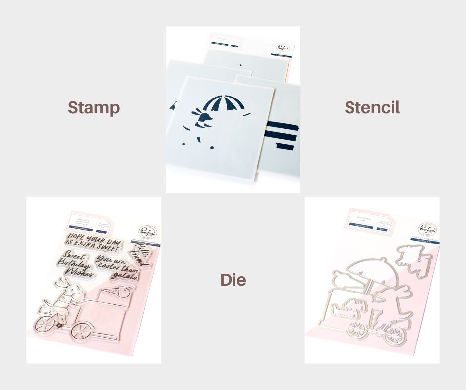 Pinkfresh Studio Gelato on the Go stencil/Stamp/die Bundle
