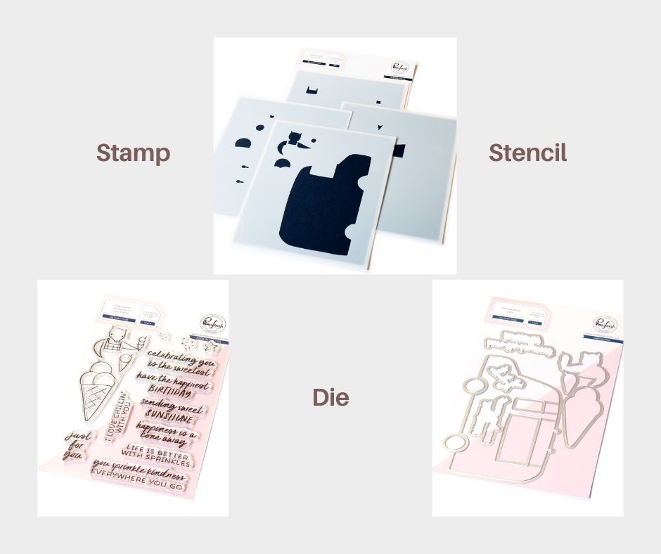 Pinkfresh Studio Ice Cream Truck stencil/Stamp/Die Bundle