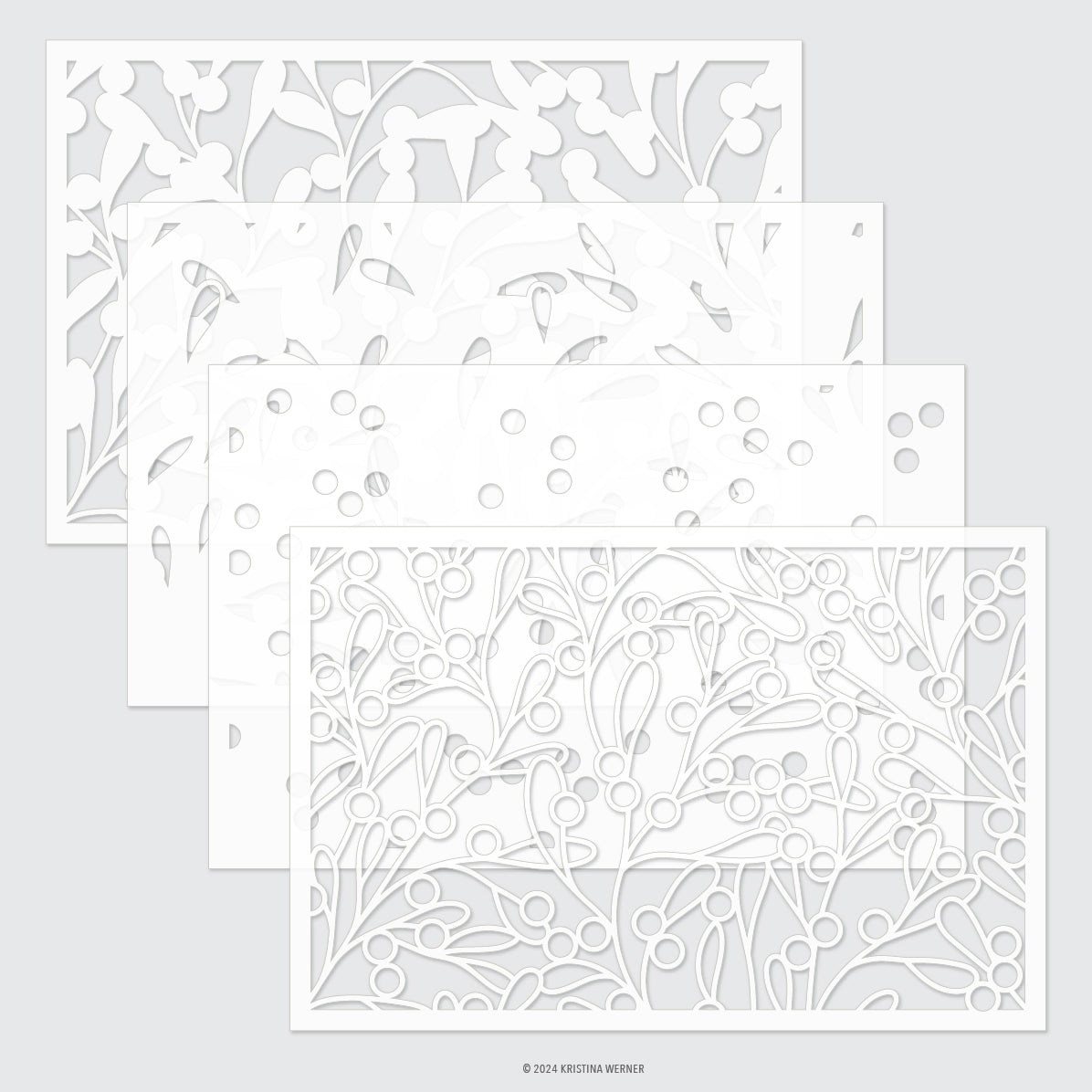 Concord & 9th Berries and Leaves Stencil Pack (4 qty; 6 x 9)