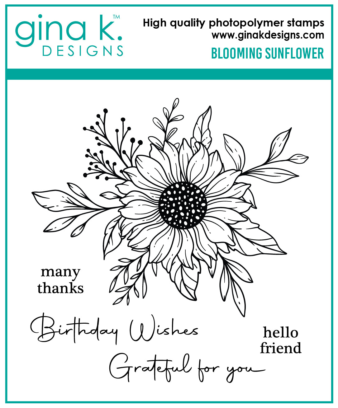 Gina K Designs STAMPS- Blooming Sunflower