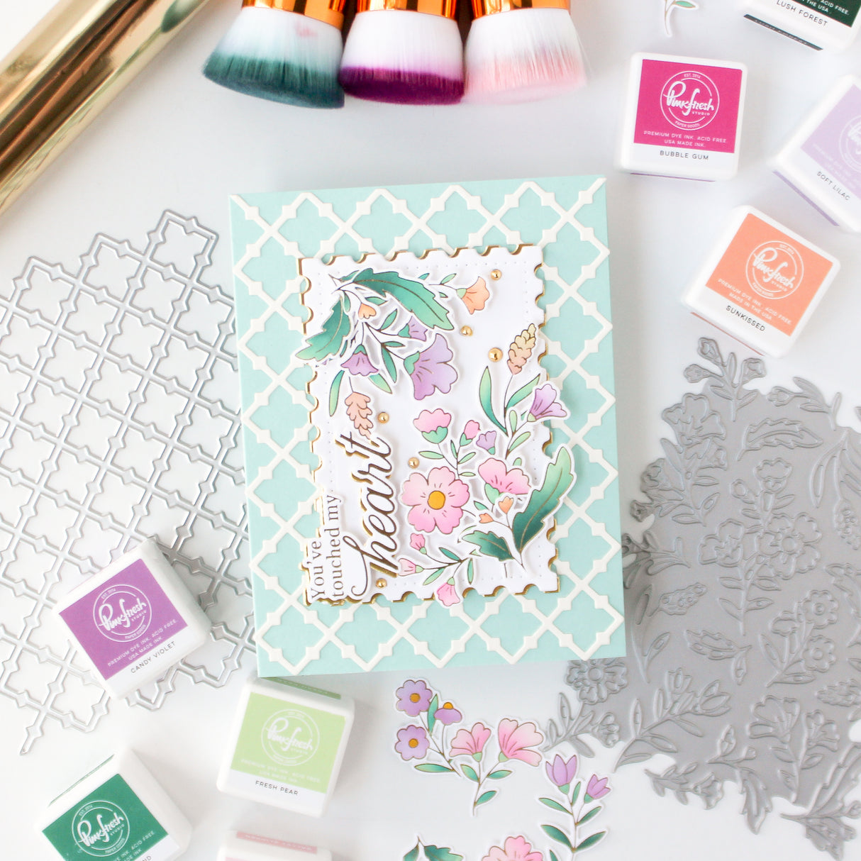 Pinkfresh Studio Lush Elegance stamp / Die / Stencil / Press plate Bundle