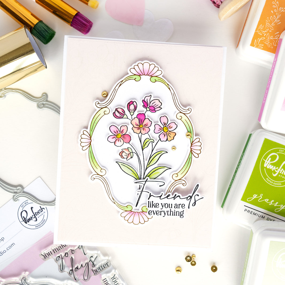 Pinkfresh Studio Blossom Medallion Stamp / Die/ Stencil Bundle