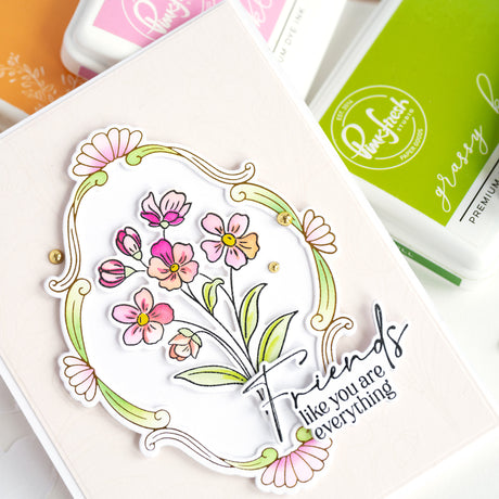 Pinkfresh Studio Blossom Medallion Stamp / Die/ Stencil Bundle