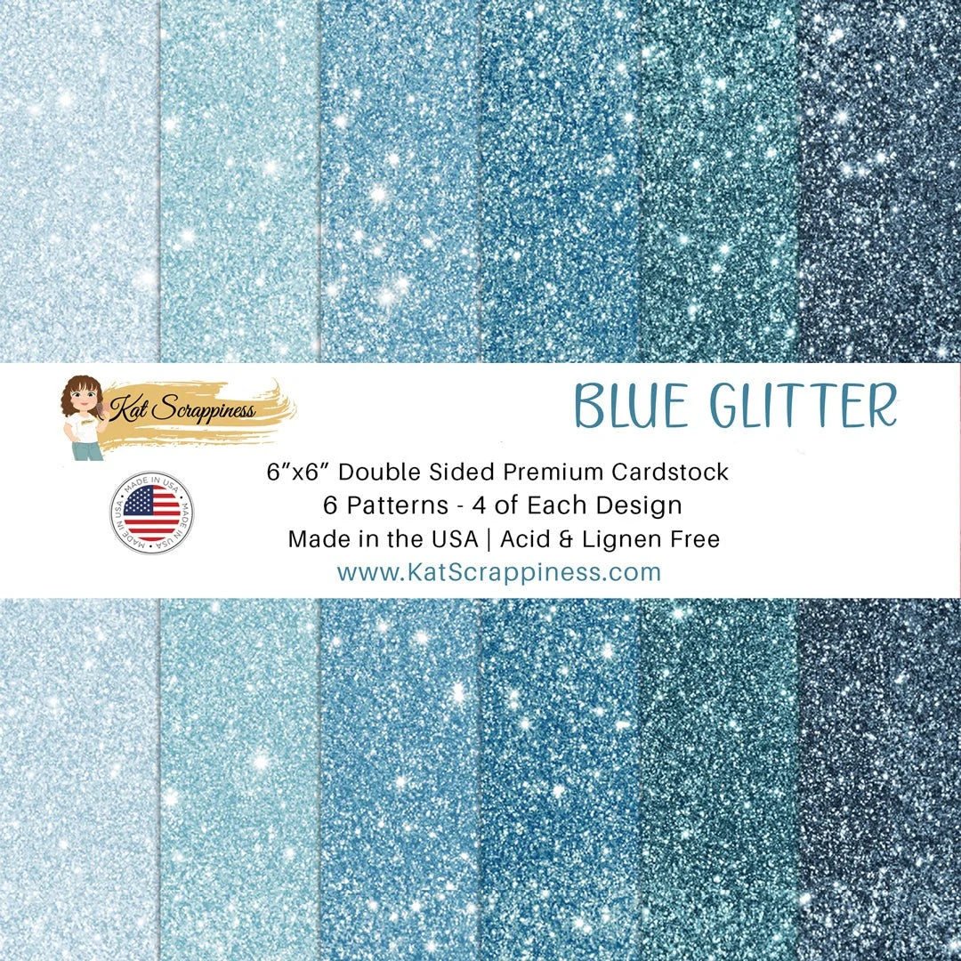 Kat Scrappiness Blue Faux Glitter 6x6 Paper Pad